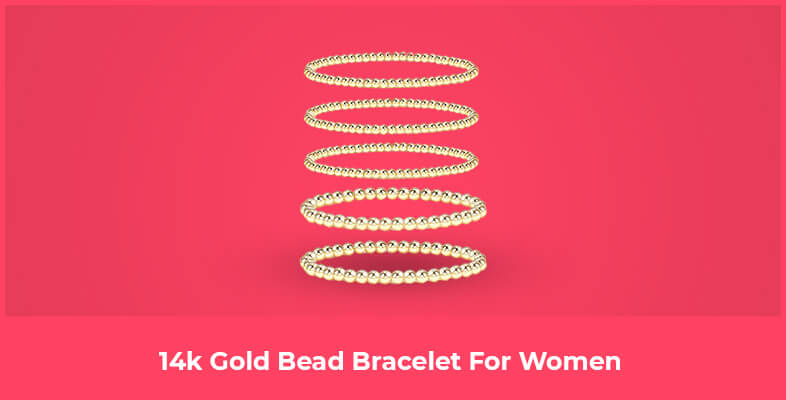 14k Gold Bead Bracelet For Women