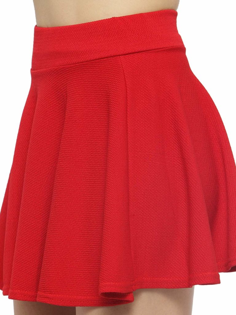N-Gal Women's Cotton Lycra High Waist Flared Knit Skater Short Mini Skirt