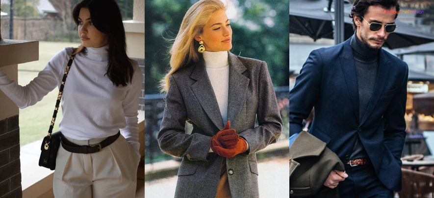 Turtleneck is a staple for old money aesthetic.