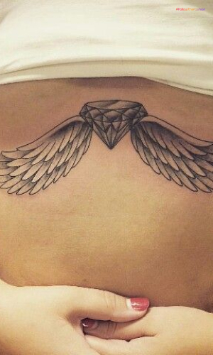 Angel Wing Tattoos With Diamond In The Sternum