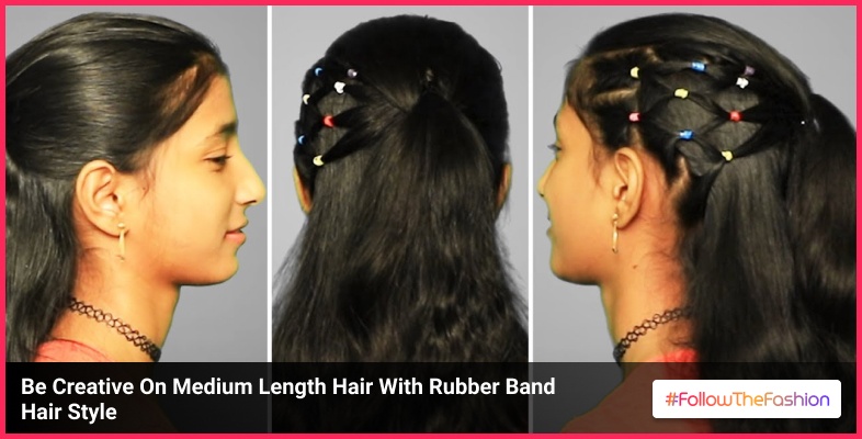 Be Creative On Medium Length Hair With Rubber Band Hair Style