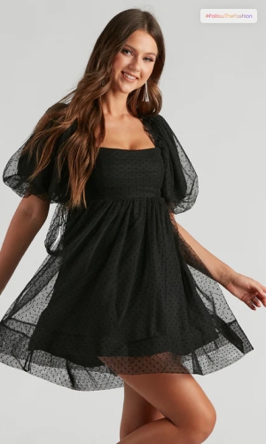 Black Chiffon Skater Dress For Homecoming