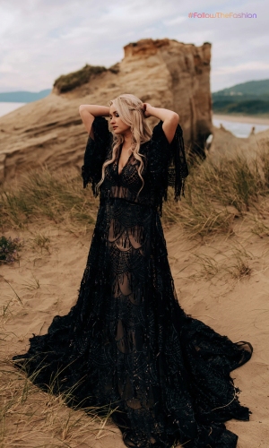 Black Fringe Wedding Dresses 2