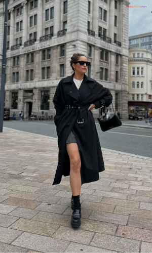 Black Trench Coat + Loafers  