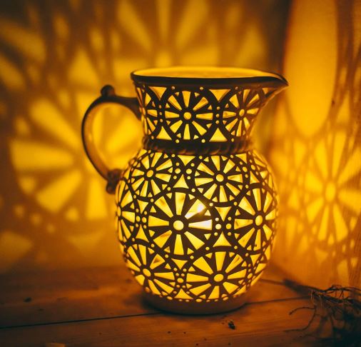 Ceramic Pitcher Candle Holder, Unique Handmade Lantern For Home Decor-image