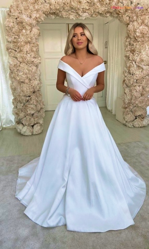 off-the-shoulder wedding dress