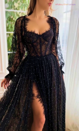 Constellation Long Sleeve Black Gown 2