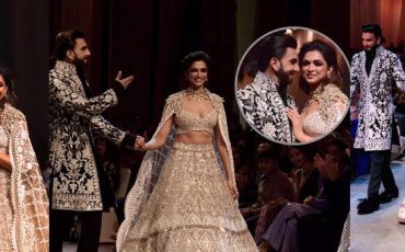 Deepika Padukone and Ranveer Singh Stunning in Full Manish Malhotra at Mijwan Fashion Show