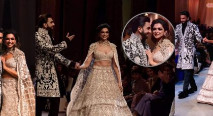 Deepika Padukone and Ranveer Singh Stunning in Full Manish Malhotra at Mijwan Fashion Show