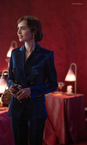 Emily In Velvet Blue Suit