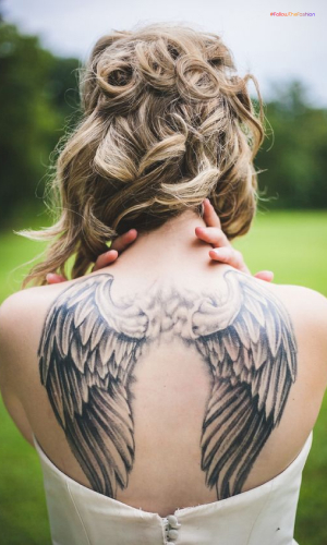 Flowery Angel Wing Tattoo