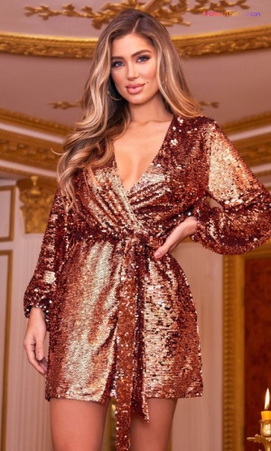 Golden One Piece Sequin Dress