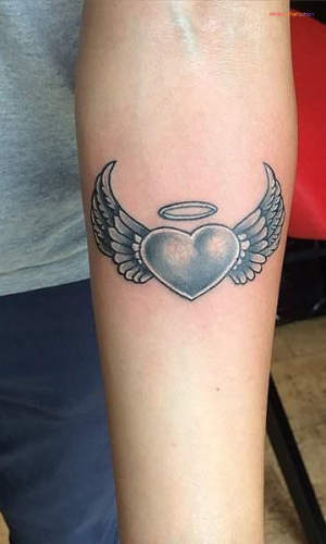 Heart With Angel Wings And Halo On Top