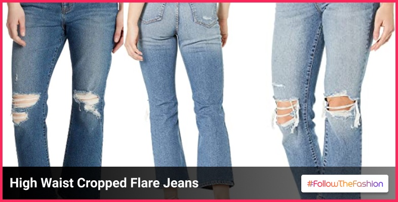 High Waist Cropped Flare Jeans