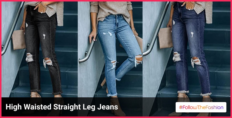 High Waisted Straight Leg Jeans