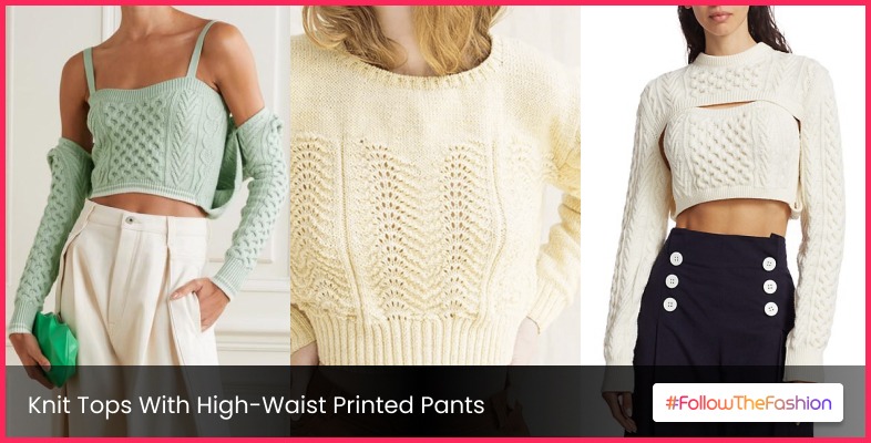 Knit Tops With High-Waist Printed Pants