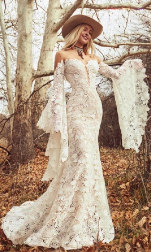 Lace Boho Mermaid Wedding Dress 3