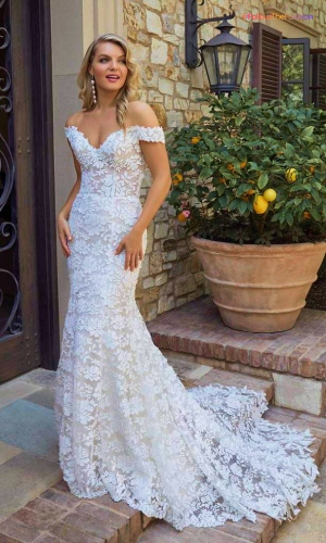 off-the-shoulder wedding dress