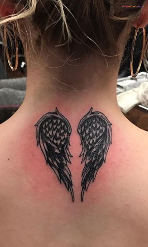 Leaf-Like Angel Wings Tattoo