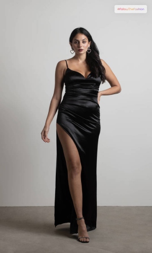 Marissa Formal Satin Black Prom Dress