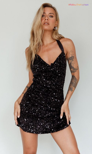 Mini Sequin Black Dress