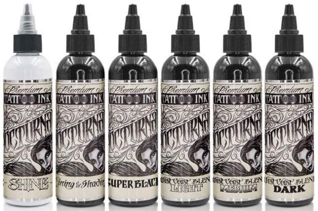 Nocturnal Full Set of 6 — 4oz Bottles — Nocturnal Tattoo Ink:-image