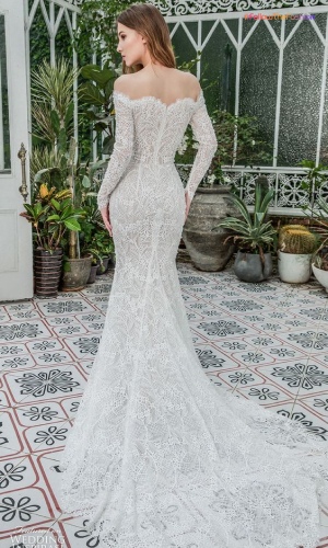 off-the-shoulder wedding dress