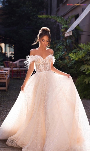 off-the-shoulder wedding dress