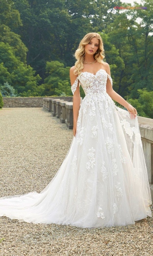 off-the-shoulder wedding dress