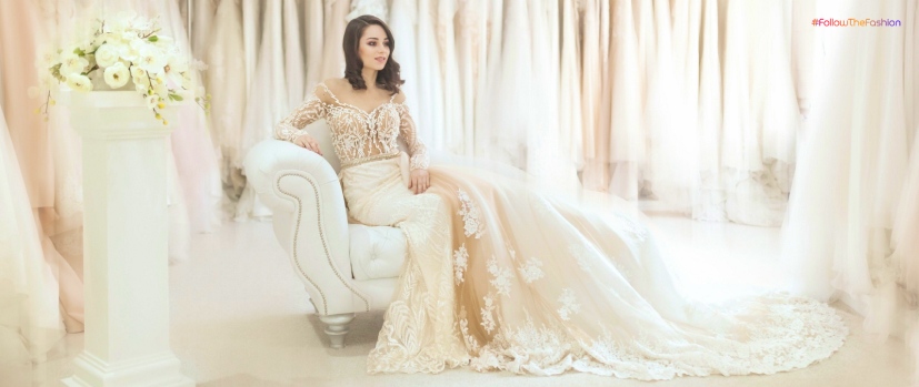 off-the-shoulder wedding dress