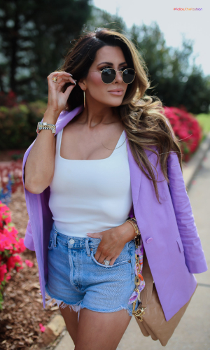 Oversize Blazer + Long Denim Shorts 