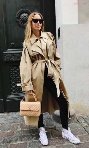 Oversized Textured Coats + Cool Sneakers 