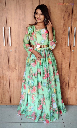 Pastel Green Floral Dress 3