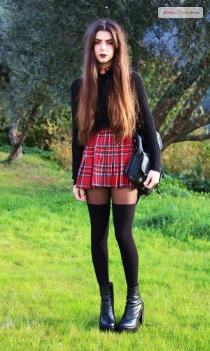 Plaid With Thigh-High Socks 1