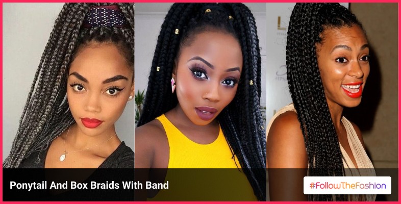 Ponytail And Box Braids With Band