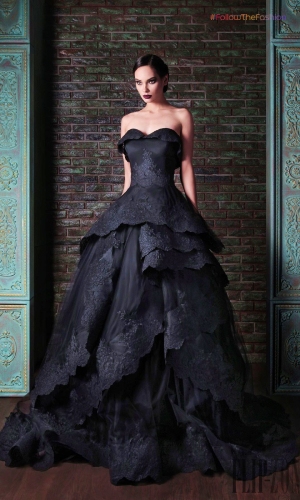 Princess Corset Black Wedding Dresses 2