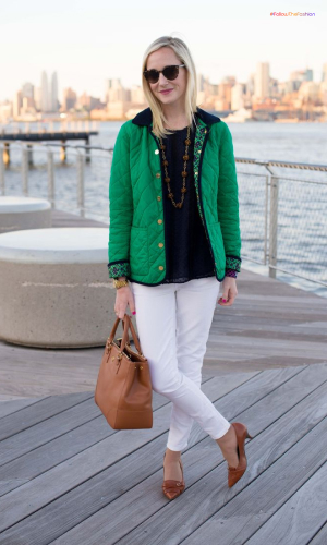 Quilted Jacket + White Pants 