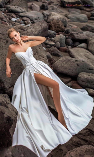 Satin Wedding Dress With Front Slit 3