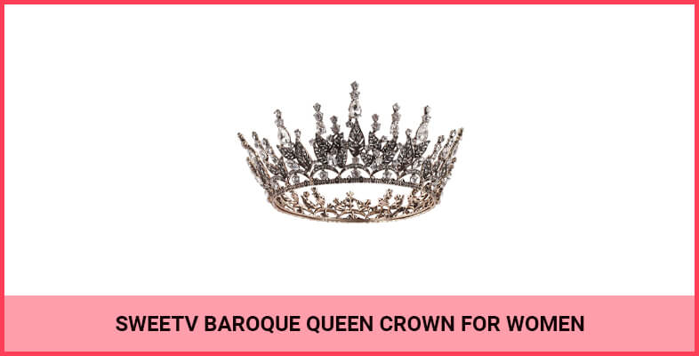 SWEETV Baroque Queen Crown for Women