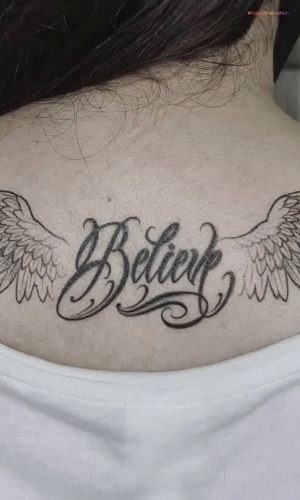 The Word ‘Believe’ With Angel Wings