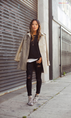 Trench Coat + Black Jeans