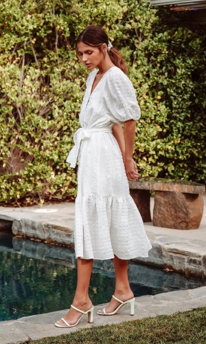 Vacay White Midi Dress With Sleeves