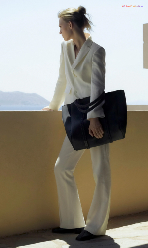 White Pantsuit + Tote  