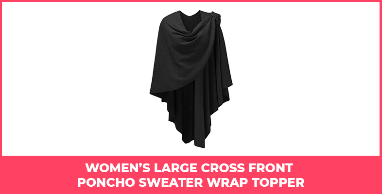 Women’s Large Cross Front Poncho Sweater Wrap Topper