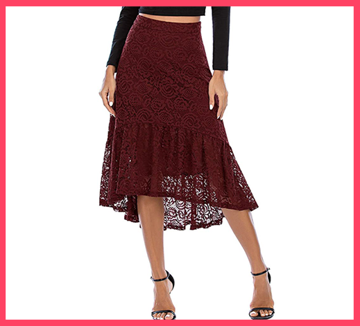 High Waist Midi High Low Basic Skirt