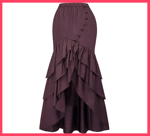 Victorian Ruffled High-Low Skirt 